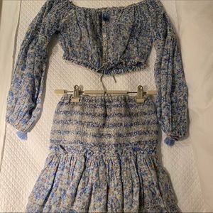 Poupette St Barth blue top and skirt set